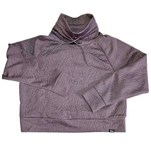 Juicy Couture Sport Textured Pullover Top Women's Size L Plum Truffle Cropped